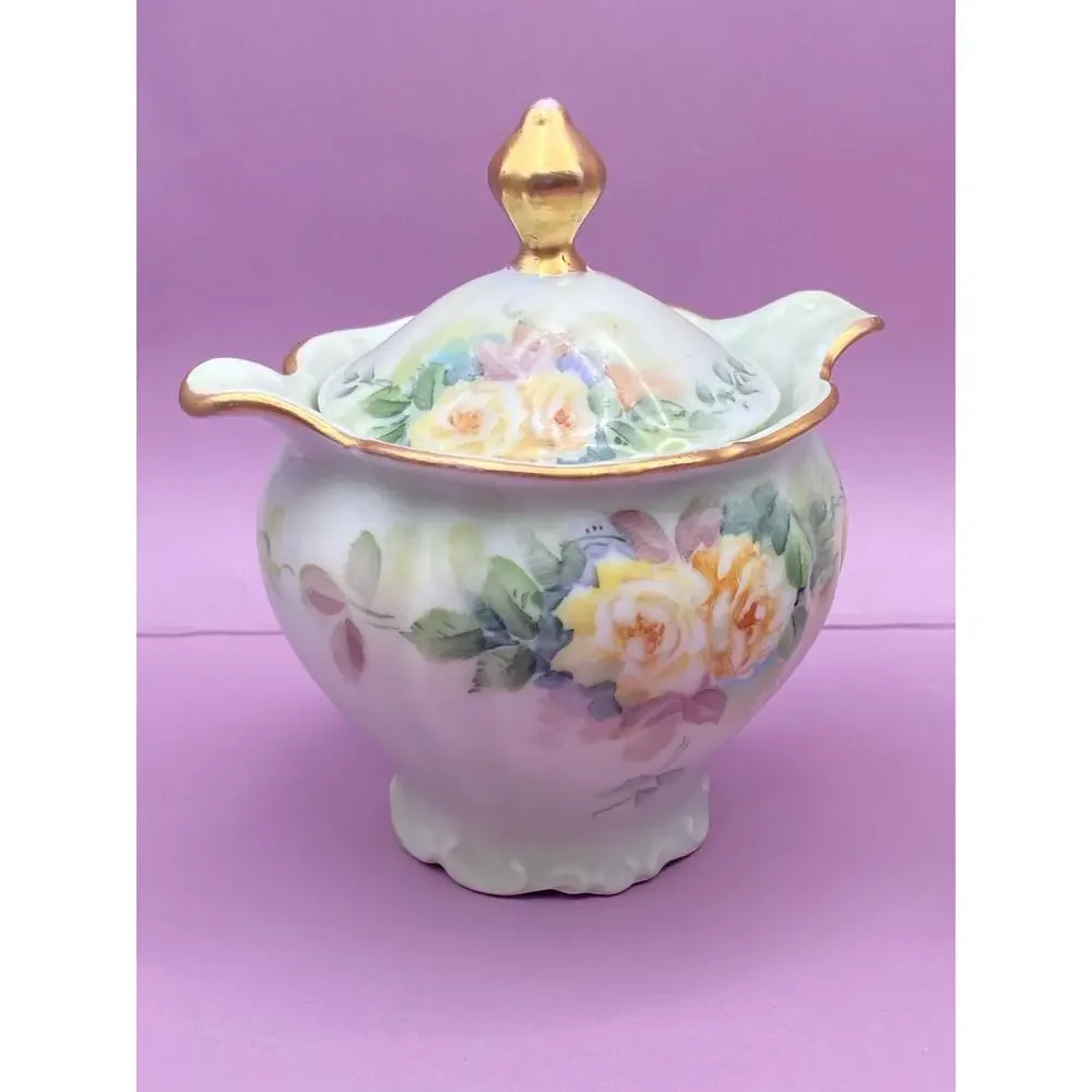 VTG Hand Paint Creamer Sugar Bowl Bareuther Bavaria Germany Porcelain